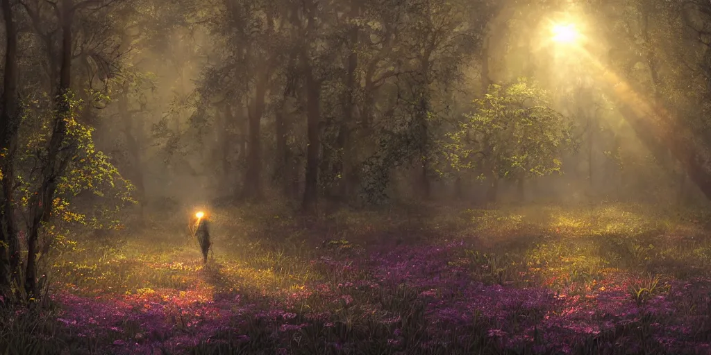 Image similar to misty swamp, hazy fog, sundown golden hour, early morning dance, fireflies and sparkling wisps, sun rays through trees, Lilia Alvarado, Sophie Anderson, Mark Arian, Bob Byerley, Charlie Bowater, Mark Brooks, Steve Henderson, Justin Gerard, Arthur Hughes, Edward Robert Hughes, Mark Keathley, Victor Nizovtsev, Carlos Shwabe, Ross Tran, WLOP