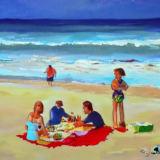 Image similar to a picnic on the beach by rita angus