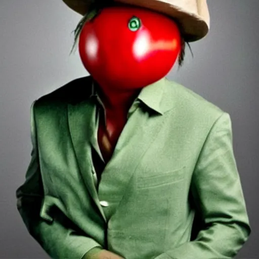 Image similar to johnny depp as a tomato, battles for his life