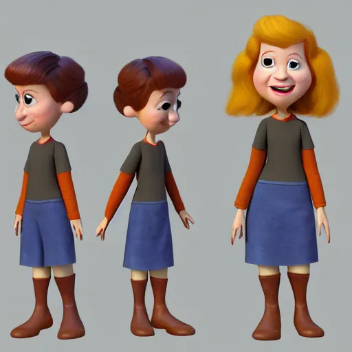 Prompt: A Mom, pixar character model sheet turnaround, studio, trending in Artstation, official media, 4K HD, by Bill Presing