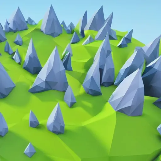 Prompt: a forest of 3d low poly trees with the mountains in the background, high quality, mobile game