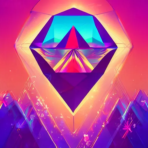 Prompt: diamond gem, epic retrowave art, trending on art station