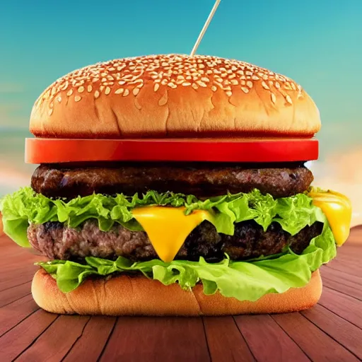 Image similar to a city with a burger in the middle