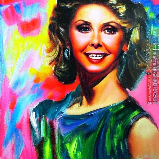 Prompt: olivia newton john from film grease artistic oil painting in the style of rembrandt