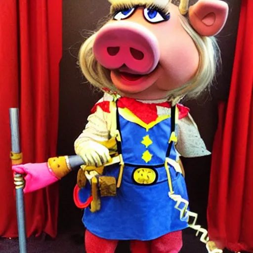 Prompt: Miss Piggy dressed up as Thor