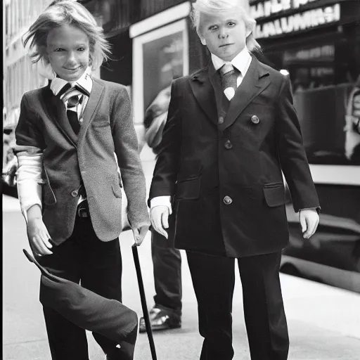 Image similar to photo of young donald trump in new york, black and white, by gilbert weingourt