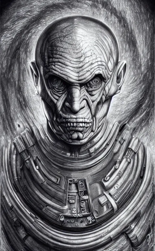 Image similar to portrait of quark from deep space 9, hr giger, 8 k, fantasy, dark, highly detailed