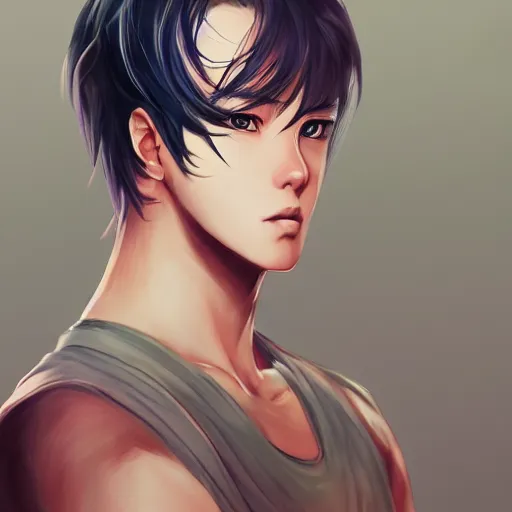 Image similar to detailed beautiful male character art of a protagonist, jimin on amino by sakimichan patreon, wlop, weibo high quality art on artstation