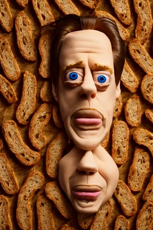 Image similar to film still of steve buscemi made out of bread in avatar, 4 k