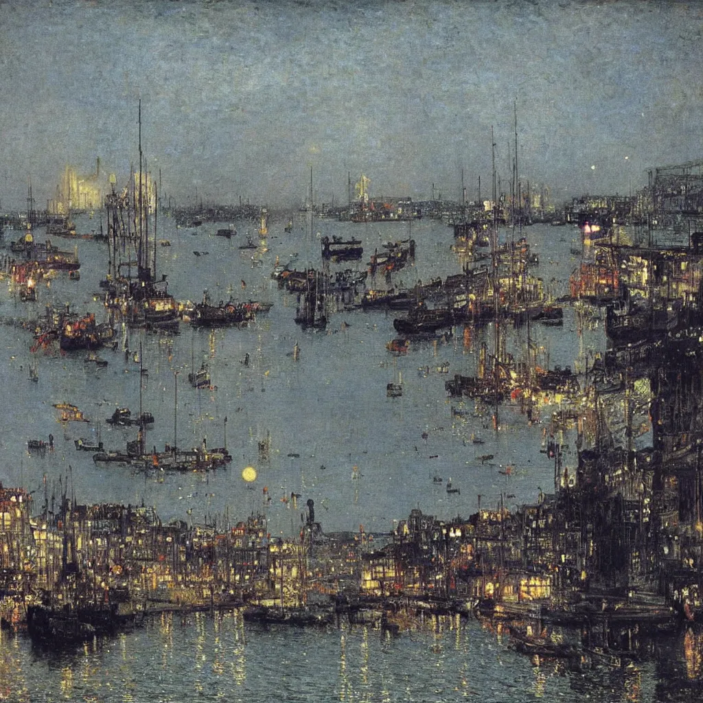 Image similar to the harbour by turner and Atkinson Grimshaw and Matisse