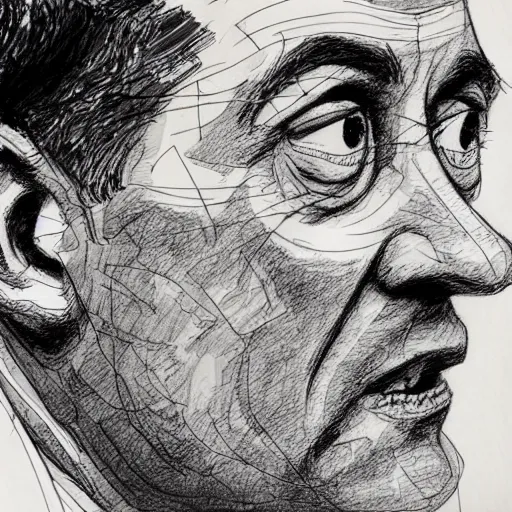 Image similar to a realistic yet scraggly portrait sketch of the side profile of a stern and sophisticated pee wee herman, trending on artstation, intricate details, in the style of frank auerbach, in the style of sergio aragones, in the style of martin ansin, in the style of david aja, in the style of mattias adolfsson