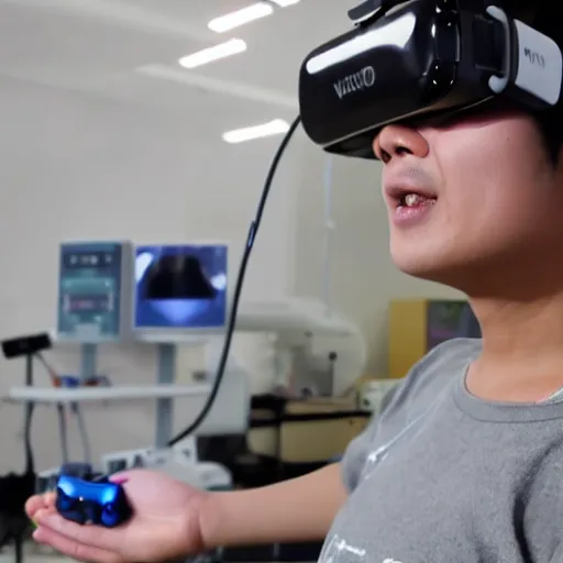 Image similar to chinese factory worker plays vr for the first time