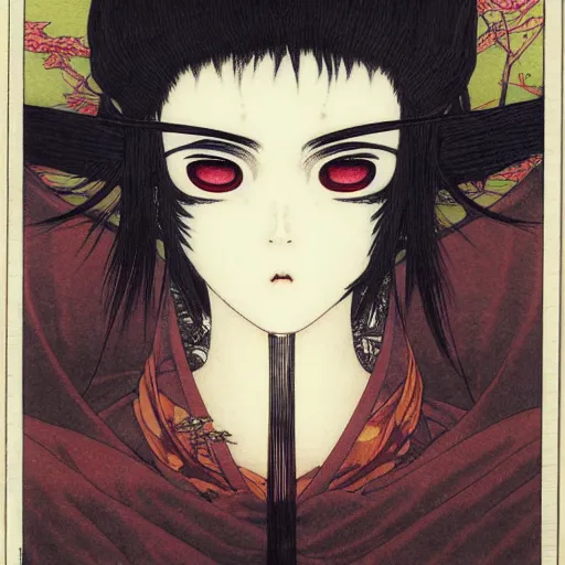 Image similar to prompt : portrait of muse soft light painted by takato yamamoto, magical rinnegan eyes, inspired by ninja anime, smooth face feature, intricate oil painting, high detail, sharp high detail, manga and anime