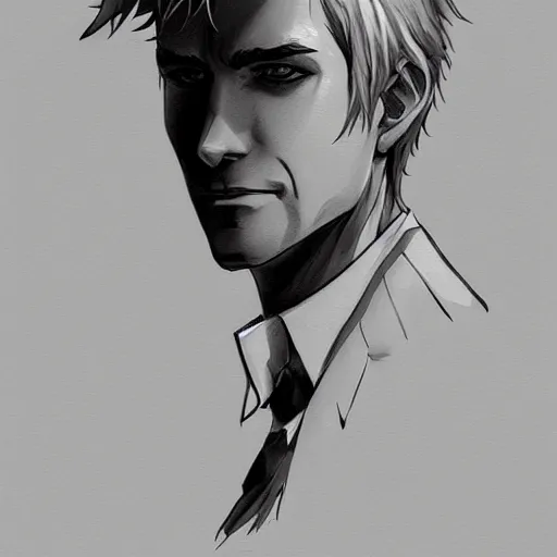 Image similar to John Constantine as an anime character, anime, portrait, visualartzi, concept art by Karla Ortiz, James Paick, Charlie Bowater, Krenz Cushart, highly detailed, ultra detailed, ultra realistic, trending on artstation, cgstudio