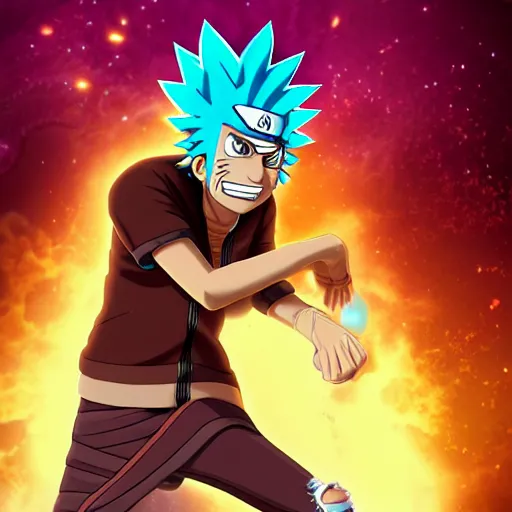 Prompt: Rick Sanchez in Naruto 4K detailed Digital art