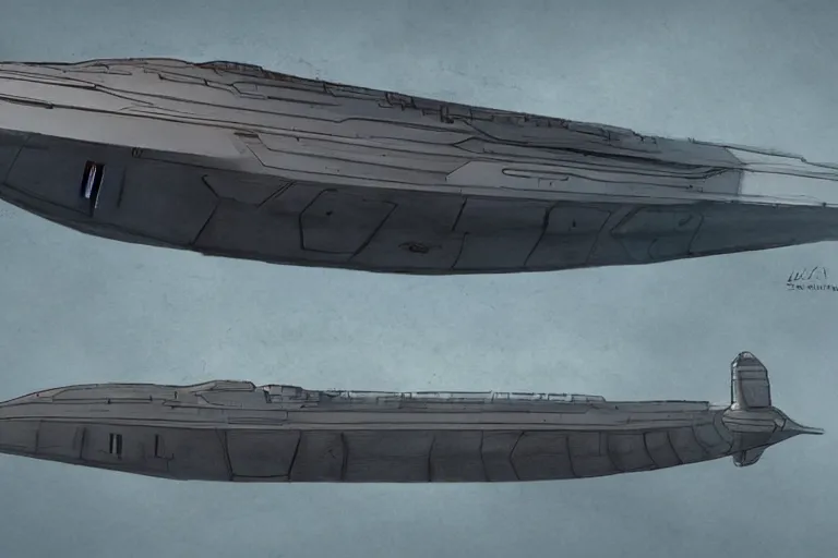 Prompt: Concept art of a U-Boat spaceship