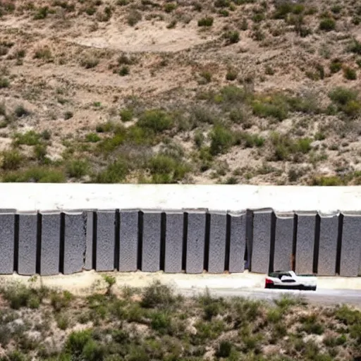 Image similar to Satellite image of the Donald Trump Border Wall, made of solid concrete and 50 feet high