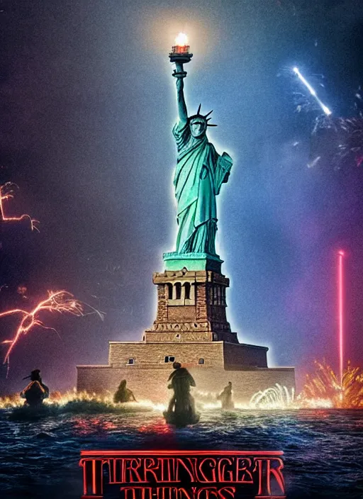 Image similar to The Statue of Liberty as if in the upside down from Stranger Things