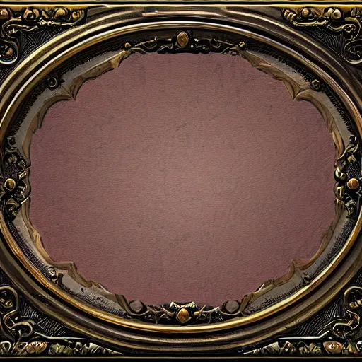 Prompt: an ornate bronze oval frame for a fantasy computer game, ui element