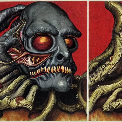 Image similar to a anatomic detalied paper of a monster as 9 0 s masterpiece artwork, art
