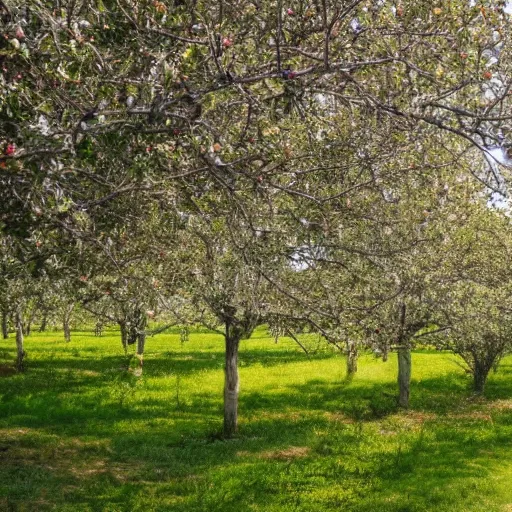 Image similar to heavenly place with apple trees,