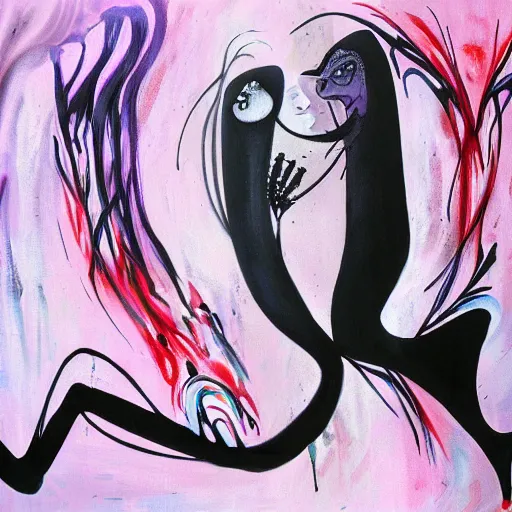 Prompt: abstract painting of love by tim burton