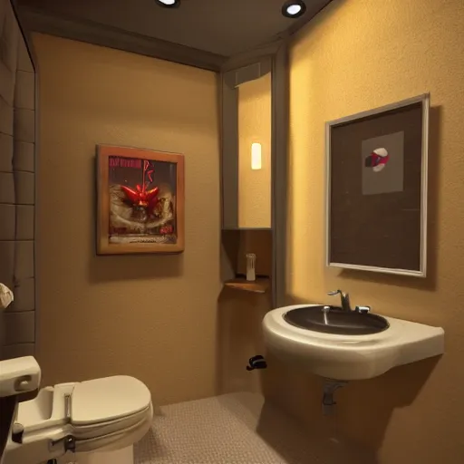 Prompt: gaming bathroom, 4k