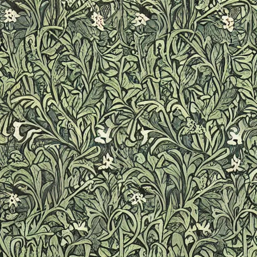 Image similar to william morris wallpaper, pepe the frog