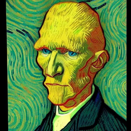 Image similar to handsome squidward portrait, van gogh art style