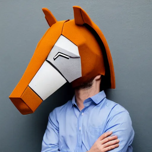 Image similar to man wearing horse head mask