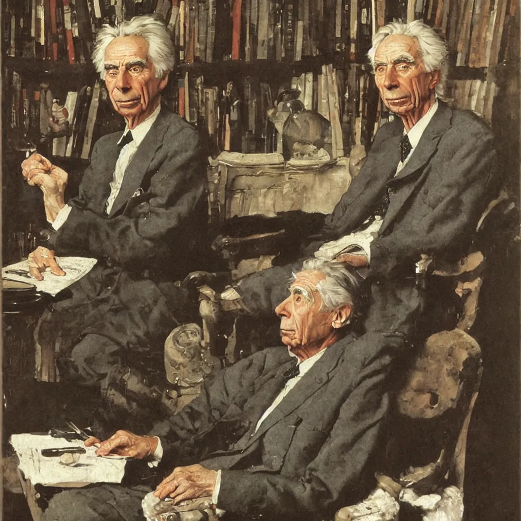 Image similar to portrait of bertrand russell, by norman rockwell