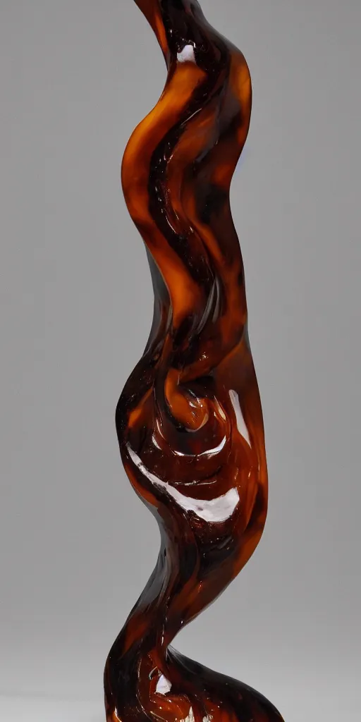 Image similar to obsidian caramel sculpture, award winning photo