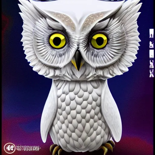 Image similar to realistic full body marble carving of chibi cute owl, highly detailed, intricate details, 3D-Coat design, Toon Boom render