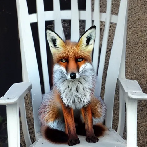 Prompt: fox sitting in a chair