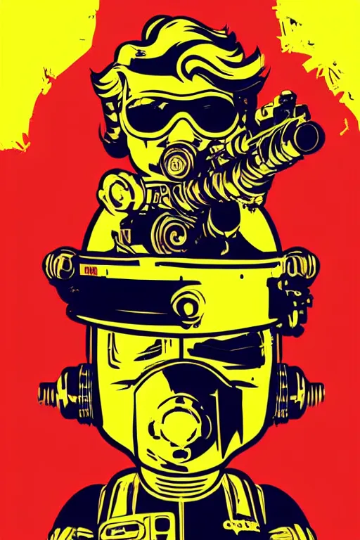 Image similar to fallout 7 6 retro futurist illustration art by butcher billy, sticker, colorful, illustration, highly detailed, simple, smooth and clean vector curves, no jagged lines, vector art, smooth andy warhol style