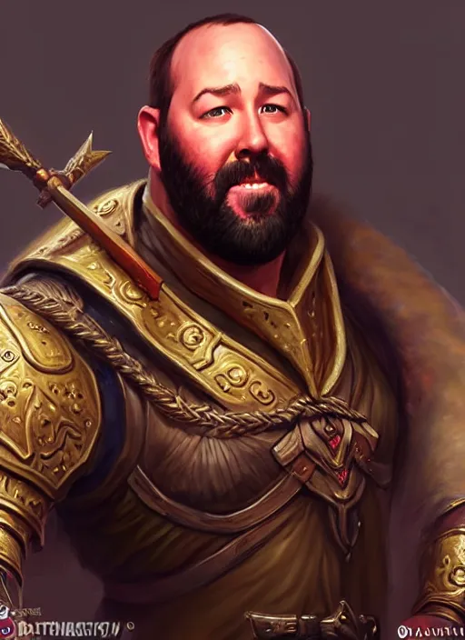 Image similar to a _ fantasy _ style _ portrait _ painting _ of lookalike burt kreischer lookalike, rpg dnd oil _ painting _ unreal _ 5 _ daz. _ rpg _ portrait _ extremely _ detailed _ artgerm _ greg _ rutkowski _ greg