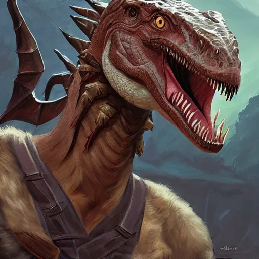 Image similar to steve spurrier riding a velociraptor d & d, fantasy, highly detailed, headshot, digital painting, trending on artstation, concept art, sharp focus, illustration, art by artgerm and greg rutkowski and magali villeneuve