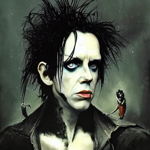 Prompt: stunning portrait of gaunt peter murphy a ( the cure fan ) as dream from sandman, dim stars as eyes, by jeremy mann, by cedric peyravernay, by by russ mills, by richard avedon and ben templesmith, dramatic lightning, sadness, dark eye sockets, in the shadows, punk rock, gothic, high detailed, 8 k