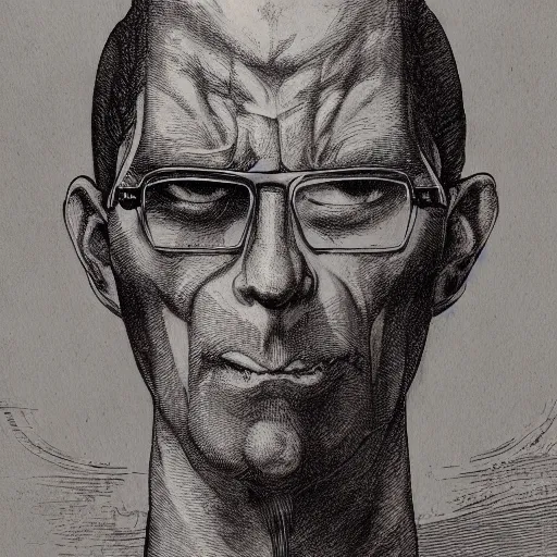 Prompt: Portrait Hank Hill Vampire Plumber greg rutkowski jacques callot albrecht durer jen bartel gustav dore engraved ink stamp aquatint etching intaglio 4k artstation wikiart wikipedia