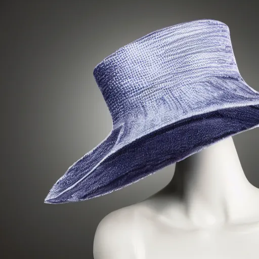 Image similar to a beautiful hat made out of a splashing water, on a mannequin. high quality, high resolution, studio lighting