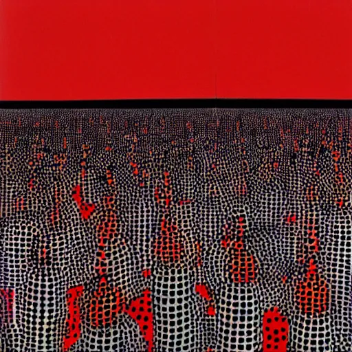 Prompt: nightmare city by yayoi kusama