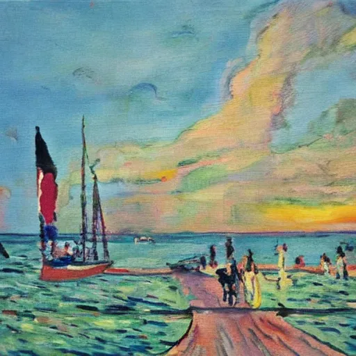 Image similar to a fauvist painting of the danish seaside