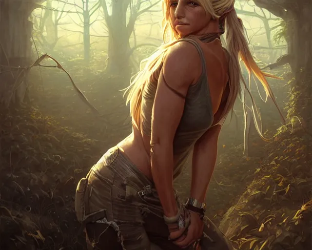 Image similar to highly detailed portrait of britney spears, in the walking dead, stephen bliss, unreal engine, fantasy art by greg rutkowski, loish, rhads, ferdinand knab, makoto shinkai and lois van baarle, ilya kuvshinov, rossdraws, tom bagshaw, global illumination, radiant light, detailed and intricate environment