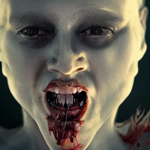 Prompt: hyperrealistic mixed media image of vampire in pain transforming into dust, stunning 3 d render inspired art by greg rutkowski and xiang duan and thomas eakes, perfect facial symmetry, flesh texture, realistic, highly detailed attributes and atmosphere, dim volumetric cinematic lighting, 8 k octane detailed render, post - processing, masterpiece,