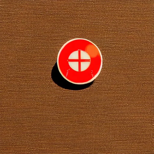 Prompt: a photo of a retro 5 0 s minimalistic clean fire warning enamel pin, studio lighting, behance