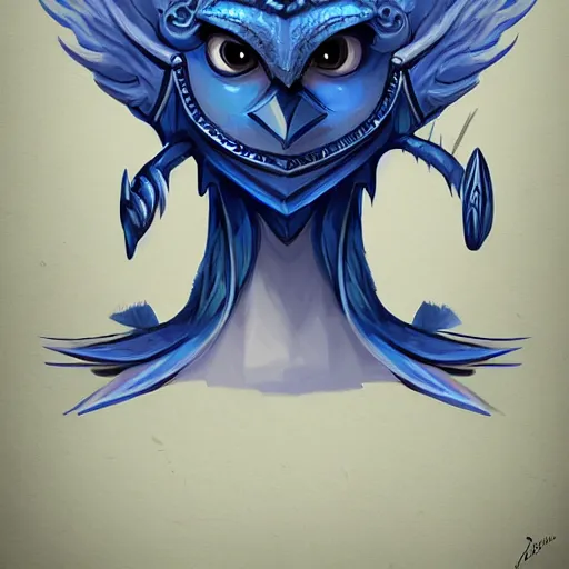 Prompt: anthropomorphic blue twitter bird, d & d, fantasy, intricate, elegant, highly detailed, digital painting, artstation, concept art, matte, sharp focus, illustration, hearthstone
