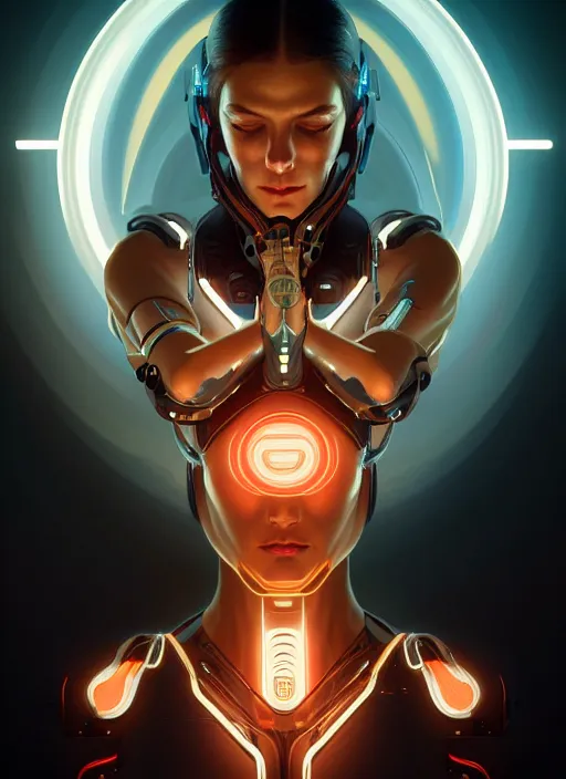 Prompt: symmetry!! portrait of female cyborg, sci - fi, glowing lights!! intricate, elegant, highly detailed, digital painting, artstation, concept art, smooth, sharp focus, illustration, art by artgerm and greg rutkowski and alphonse mucha, 8 k