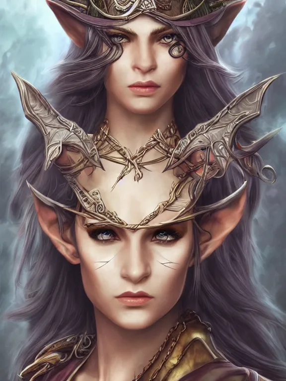 Image similar to portrait of a female elven pirate, character design, correct anatomy, concept art, digital illustration, ray tracing, ultra detailed, fantasy, soft lighting, intricate and highly detailed, coloured with lots of colour, pose, fantasy, sharp focus,