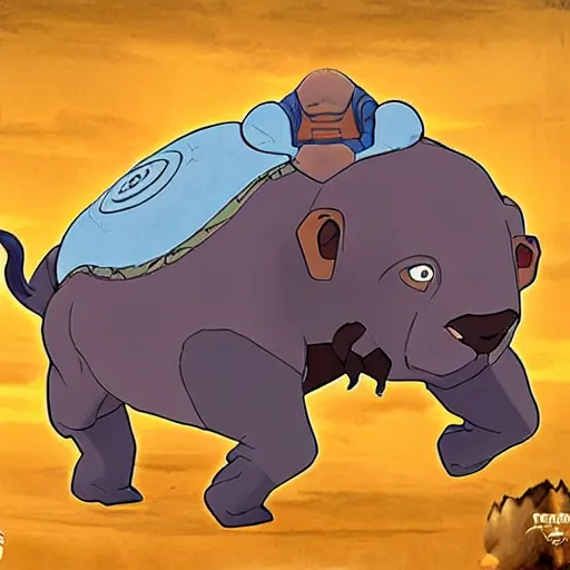 Image similar to tardigrade-like flying bison with aang as air-nomads; The Avatar: The Last Airbender and The Avatar: The Legend of Korra