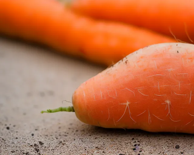 Image similar to photography of a carrot with the face of elon musk, dof and bokeh